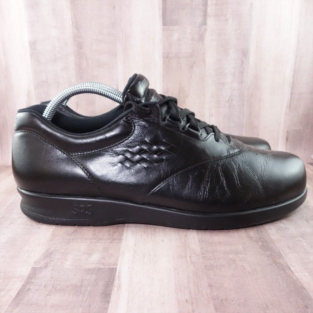 SAS Walking Shoes Womens 10.5 N Narrow Free Time Black Leather Orthotic Sneakers - Picture 1 of 10